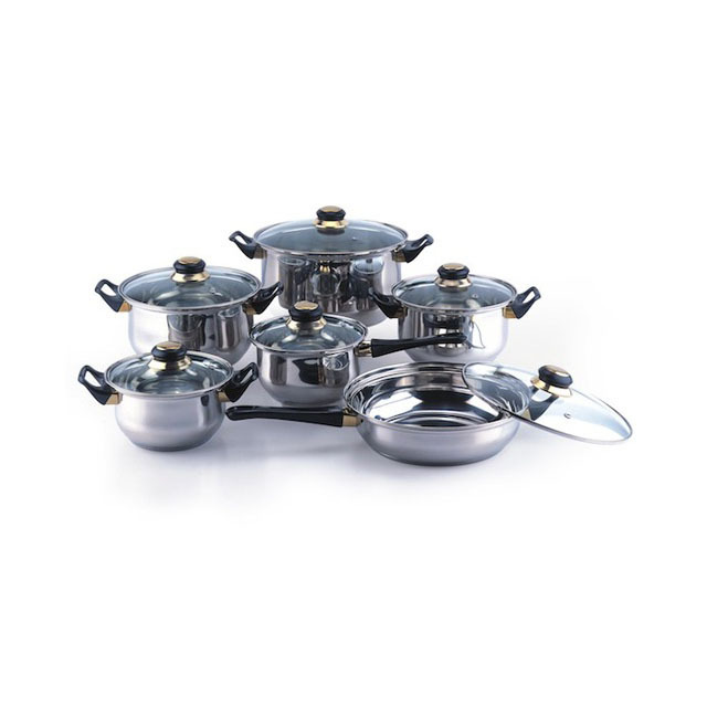 Cooking Pot Set Non-Stick Cookware Big 5 ply Stainless Steel Cookware Sets Cookware Gold