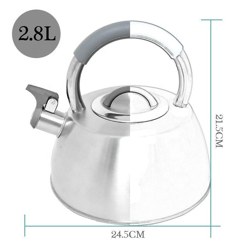 Teapot Whistling Stainless Steel Boiling Water Kettle Induction Tea Pot Silicone Handle Whistle Kettles