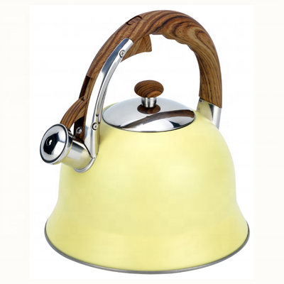 Tea Kettle Natural Stone Finishing with Wood Pattern Handle Loud Whistle Food Grade Stainless Steel Teapot