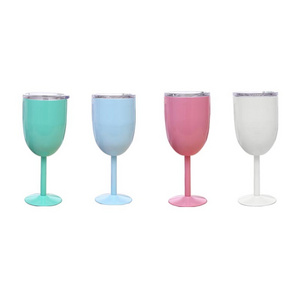 10oz Colorful Double Wall Insulated Metal Goblet Stainless Steel Red Wine Glass Cup shot glasses