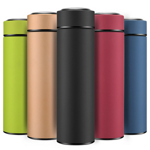 Rubber Paint Soft Touch Forest Green Color Thermos Water Bottle With Led Temperature Display