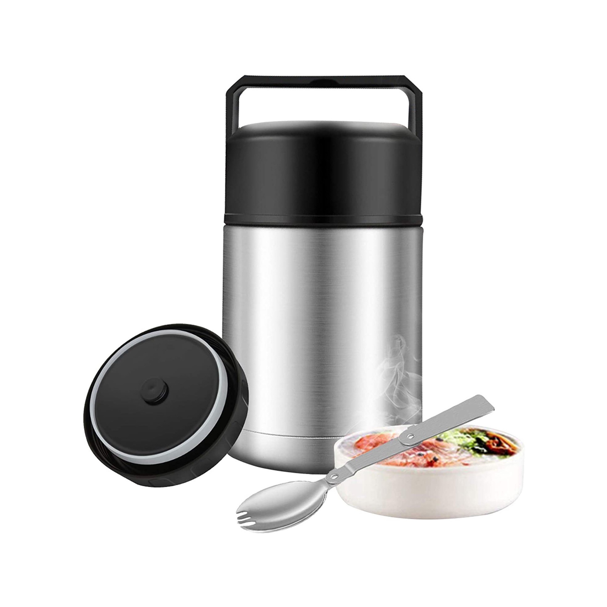 Stainless Steel Food Jar 800ml Travel Portable Double Walled Vacuum Insulated Thermos Lunch Box With Spoon