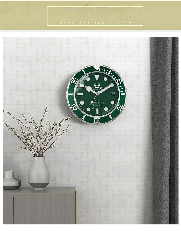 Clock Living Room Bedroom Atmospheric Fashion Decorative Calendar Green Luminous Mute Quartz Clock