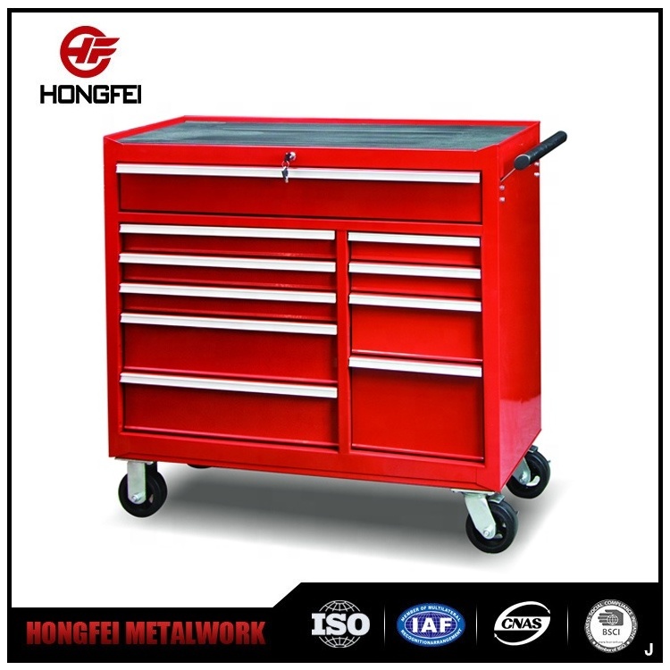 42 Inch Hongfei Large Drawer Roller Metal Combo Tool Chest With Wooden Top