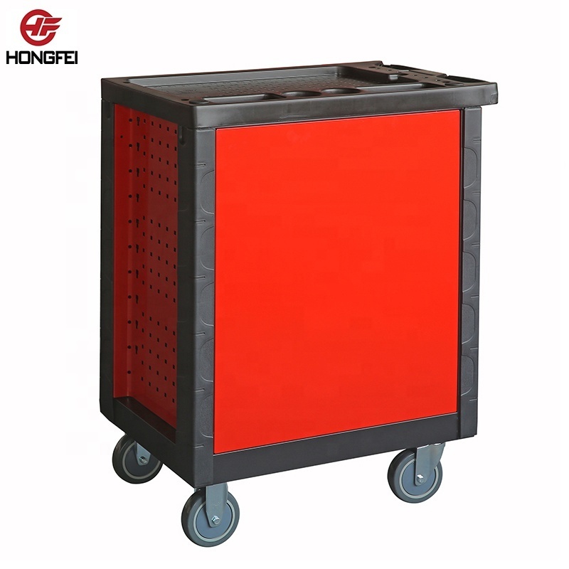 Red and black roll cabinet tool chest on wheels