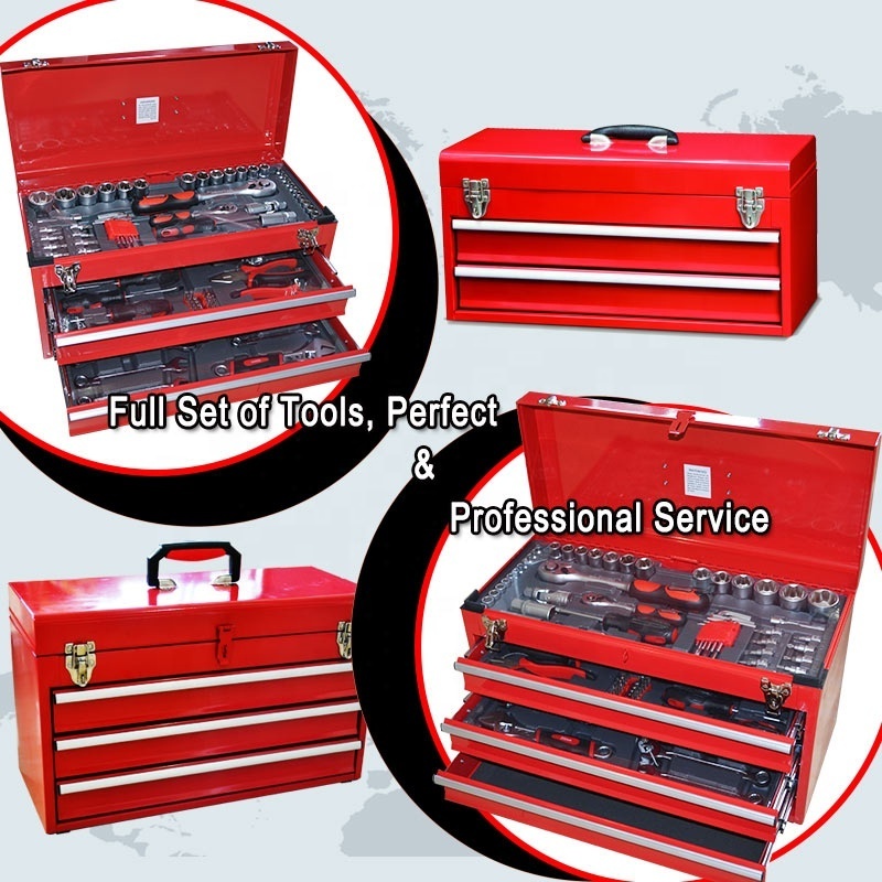 two drawers stainless steel tool box Iron portable tool box