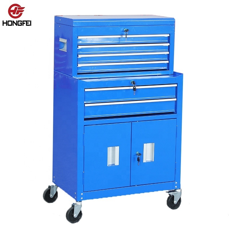 6 Drawers multi-functional workshop tool chest + tool cabinet combo with door