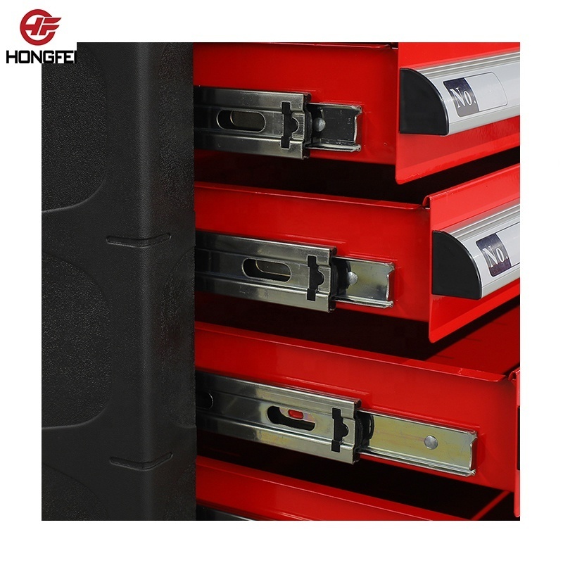 Red and black roll cabinet tool chest on wheels