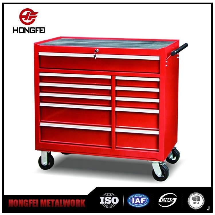 42 Inch Hongfei Large Drawer Roller Metal Combo Tool Chest With Wooden Top