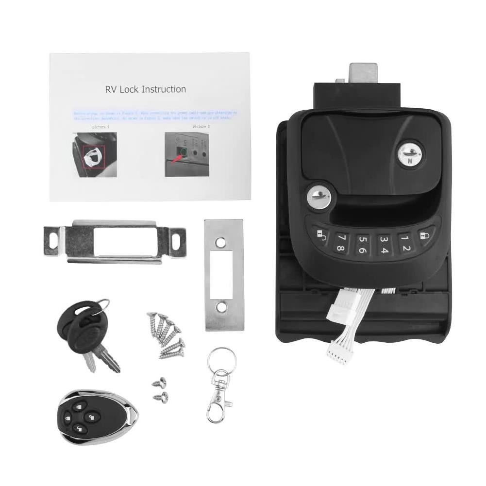 RV Door Lock RV Keyless Entry Door Lock Handle Latch With Keypad Card Wireless Remote Control For Trailer Caravan Truck New