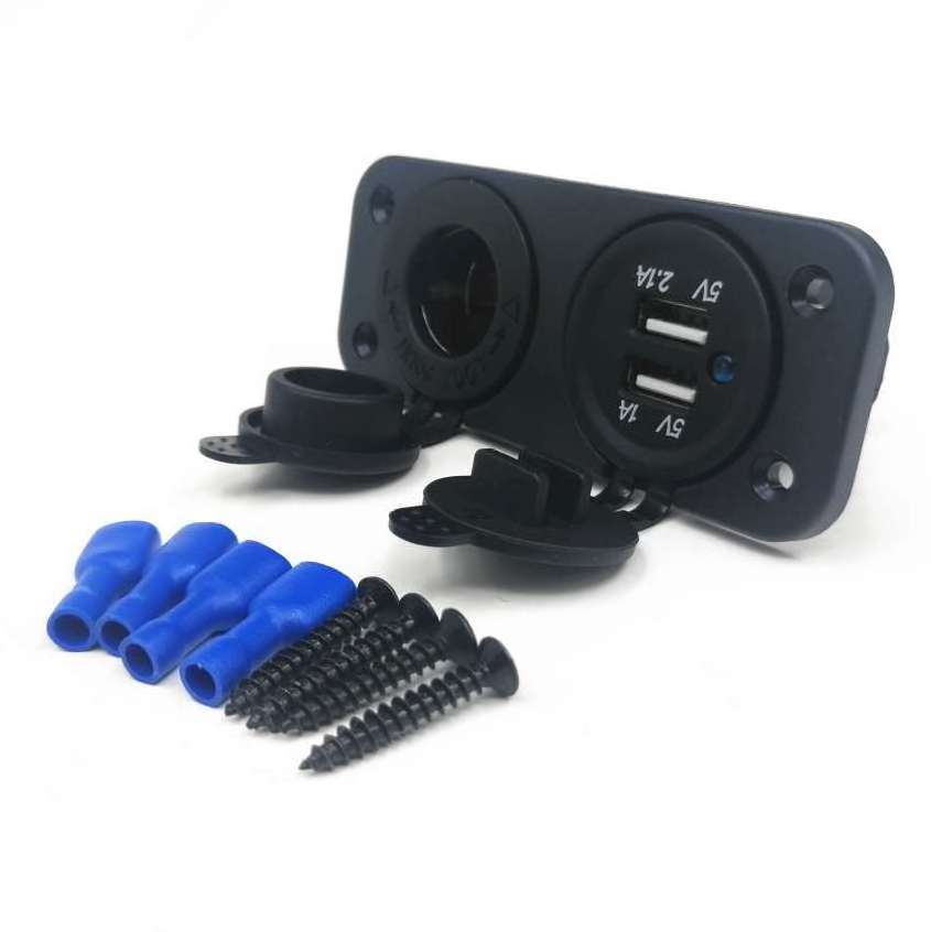 2 In 1 Combination Surface Car Seat Charger Panel Waterproof 3.1A Dual USB Socket 12V Cigarette Lighter Socket