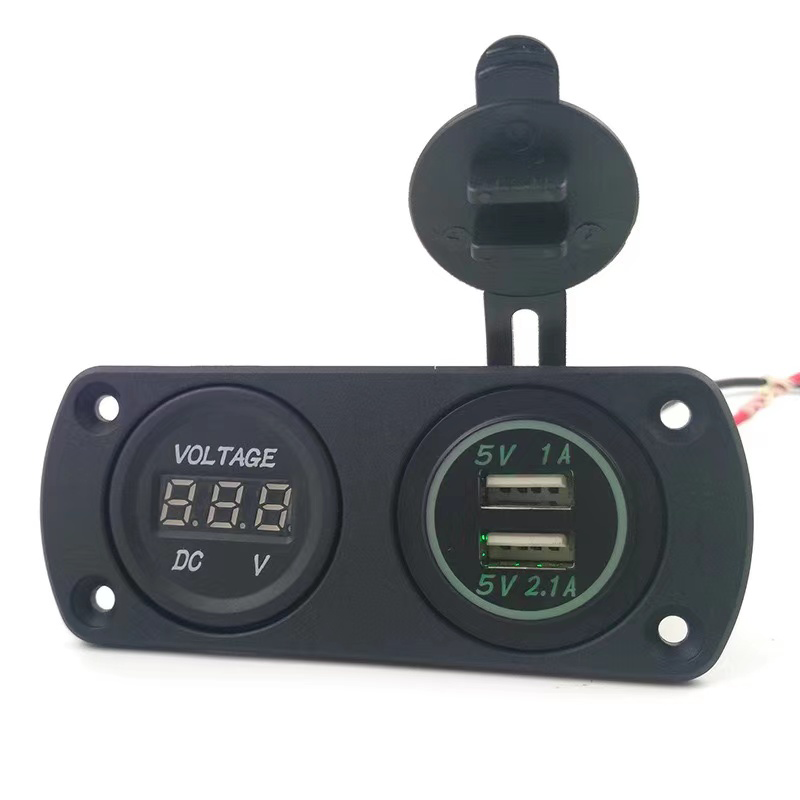 Factory Price 2 In 1 Two-hole Mounting Panel 12V Cigarette Lighter Waterproof Auto Dual Usb 3.1A Charger Socket