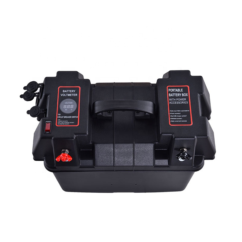 Hot Sale Camping 12V Plastic Battery Box Waterproof Battery Box With Dual USB Socket For Caravan Auto Rv