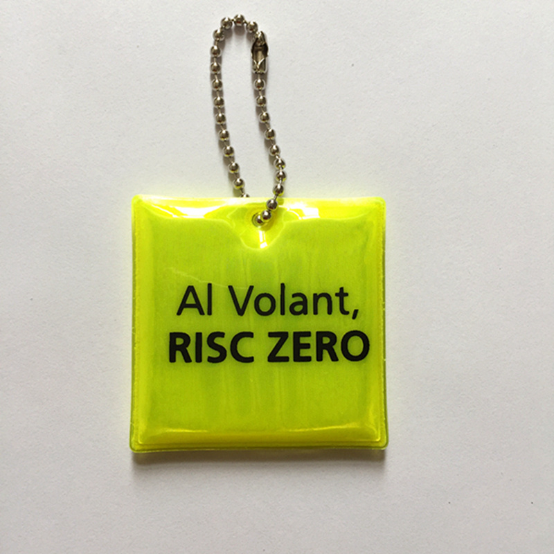 Custom shape high visibility pvc reflective keychain