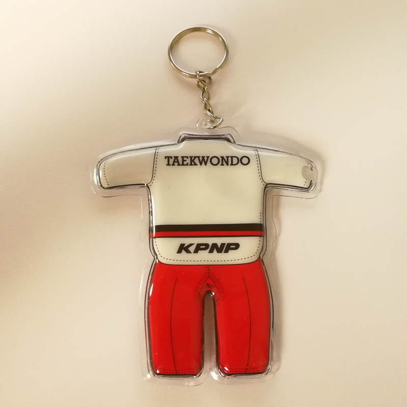 OEM Taekwondo clothing Plastic LED Keychain Cheap Custom PVC LED Keyring PVC Key holder with LED