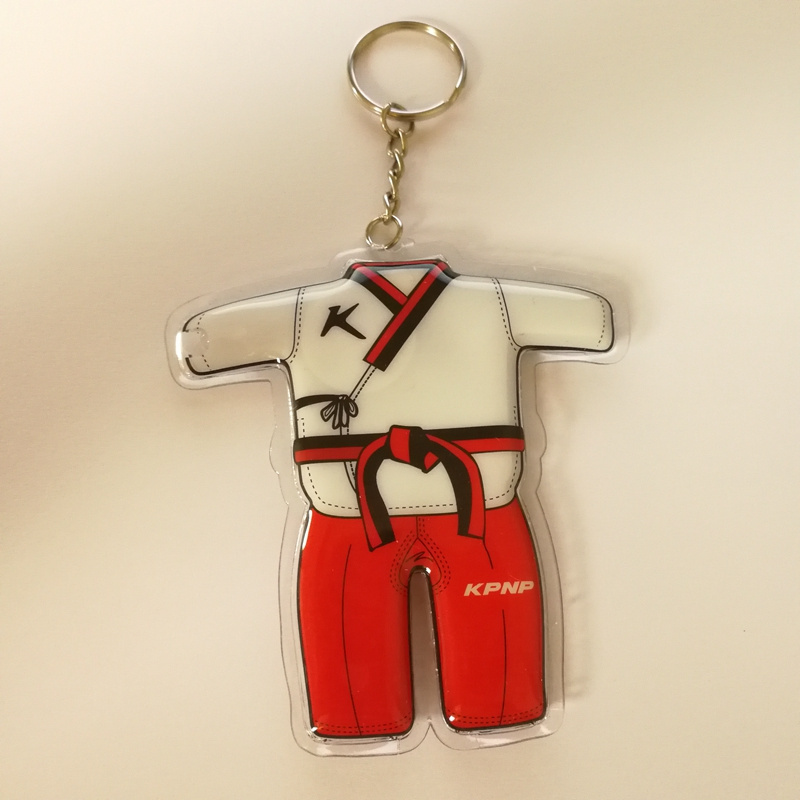 OEM Taekwondo clothing Plastic LED Keychain Cheap Custom PVC LED Keyring PVC Key holder with LED