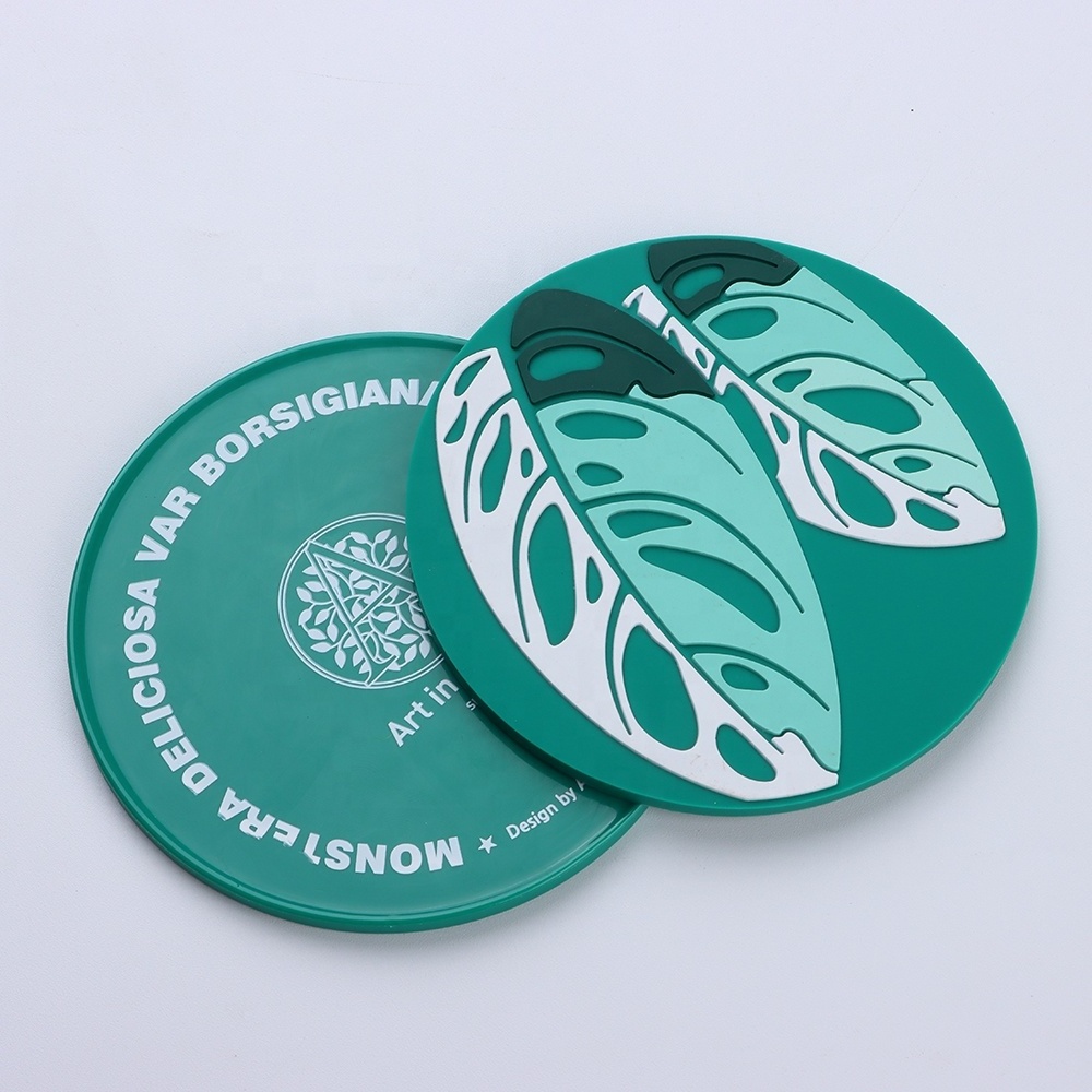 Promotional Custom Design Pvc Silicone Coasters Round Black PVC Rubber Drink Coasters Cup Mat