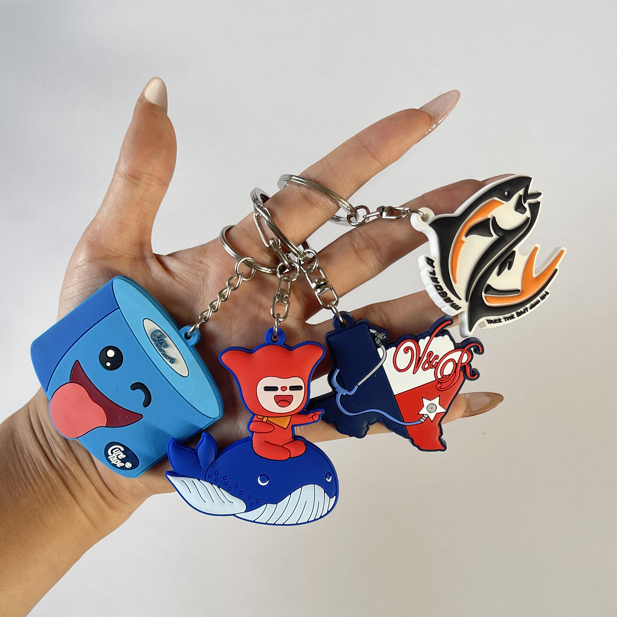 Best Seller Soft PVC Silicone Rubber motorcycle football hello kitty key chain