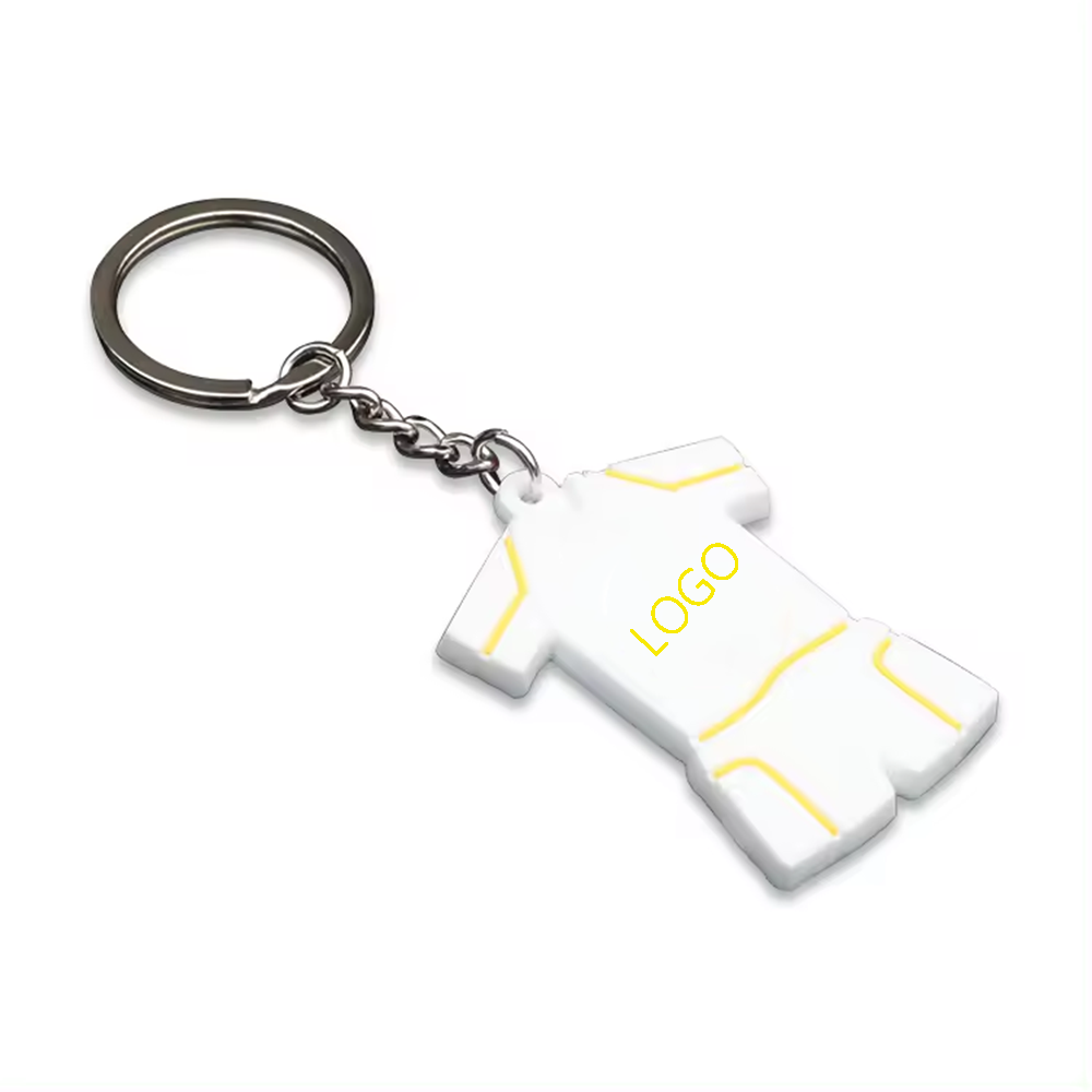 Cheap Logo Customized Polo Shirt Soccer Club Keyring Sport Football Soccer Jersey Key Chain PVC Rubber Keychain