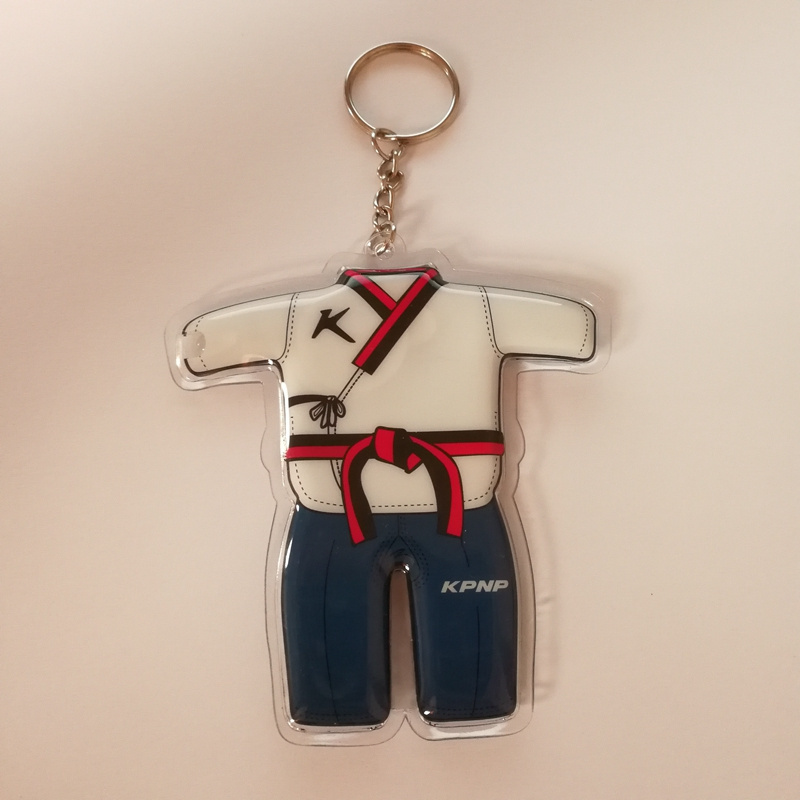 OEM Taekwondo clothing Plastic LED Keychain Cheap Custom PVC LED Keyring PVC Key holder with LED