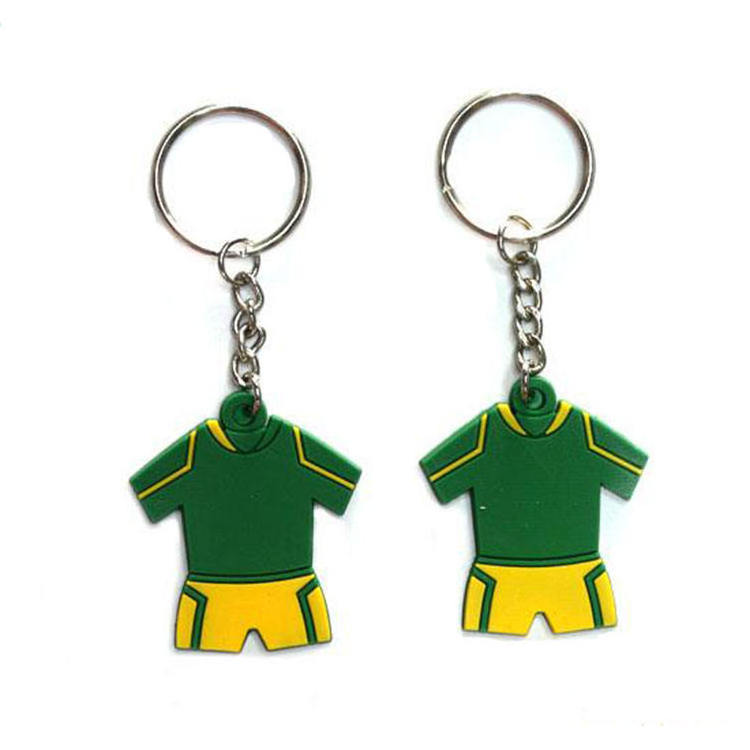 Cheap Logo Customized Polo Shirt Soccer Club Keyring Sport Football Soccer Jersey Key Chain PVC Rubber Keychain