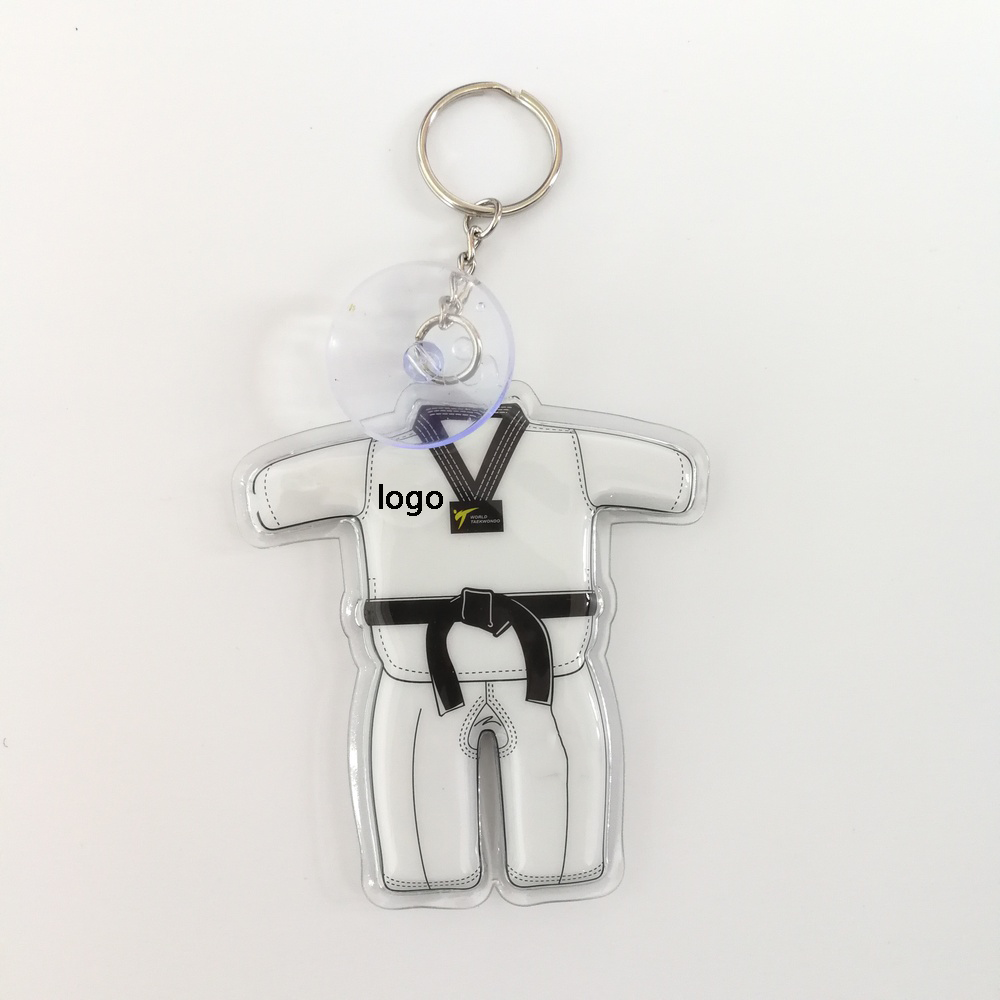 OEM Taekwondo clothing Plastic LED Keychain Cheap Custom PVC LED Keyring PVC Key holder with LED