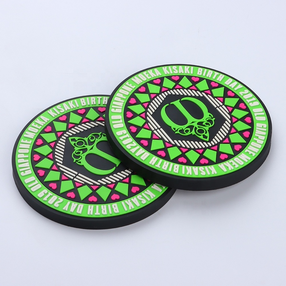 Promotional Custom Design Pvc Silicone Coasters Round Black PVC Rubber Drink Coasters Cup Mat