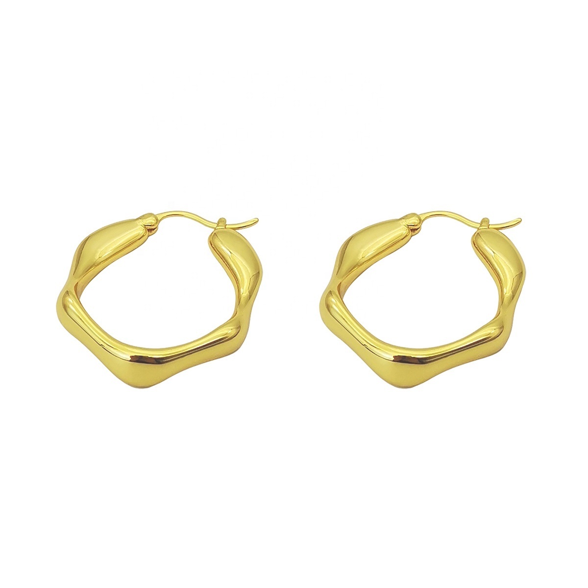 High quality polygon geometry Women's hoops Earrings Light luxury Brass gilding jewelry Independent design Custom Accessory new