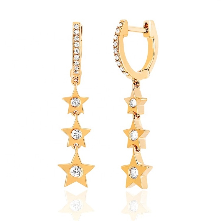 Star tassel earrings Inlaid AAA zircon Fashion accessories Brass plated gold jewelry Women's niche design high quality earrings