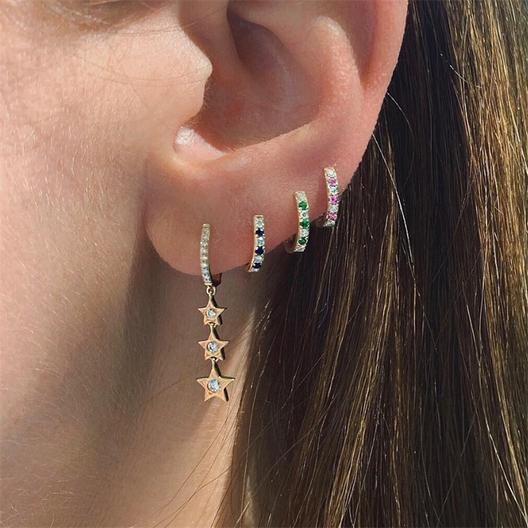 Star tassel earrings Inlaid AAA zircon Fashion accessories Brass plated gold jewelry Women's niche design high quality earrings