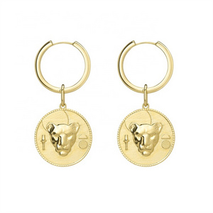 Leopard head Animal pattern Personalized earrings detachable Brass plated with real gold jewelry Fashion light luxury ear buckle