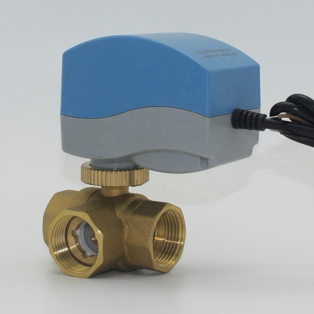 DN15/20/25/32 2 way 3-way motorized brass water valve with 220v motor electric drive for HVAC