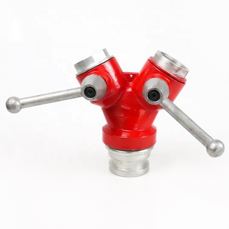 3 Way Fire Water Divider Aluminum BS 336 Inlet Divider With Ball Valve