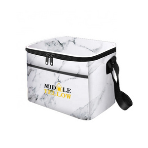 Wholesale marble element custom printed portable cooler tote bag non woven insulated cooler bag for ice cream