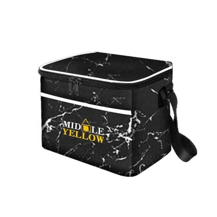 Wholesale marble element custom printed portable cooler tote bag non woven insulated cooler bag for ice cream