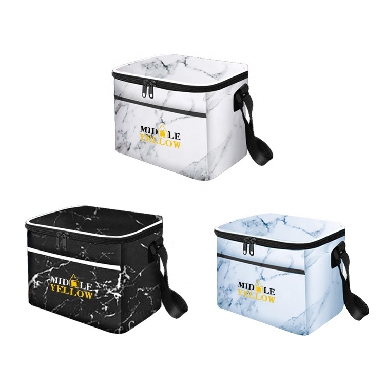 Wholesale marble element custom printed portable cooler tote bag non woven insulated cooler bag for ice cream