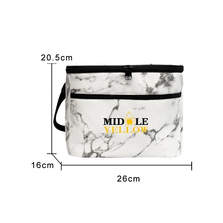 Wholesale marble element custom printed portable cooler tote bag non woven insulated cooler bag for ice cream