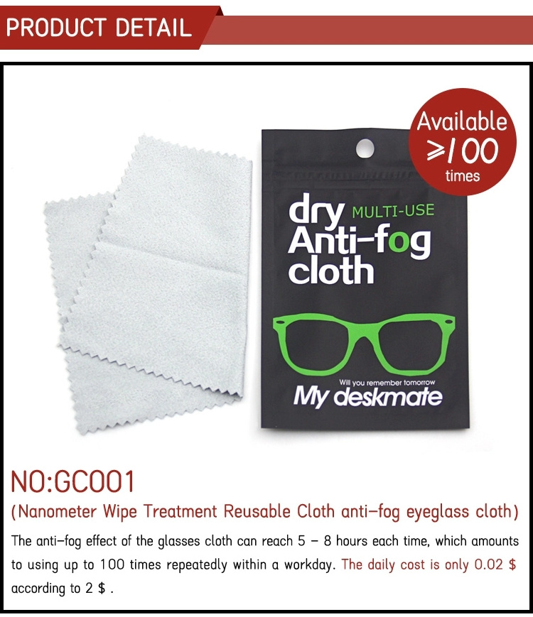 Custom Logo glasses Anti Nevoeiro culos cloth Anti-fog Spray Eyeglasses Cloth Lens Microfiber Cleaning Cloth for Glasses