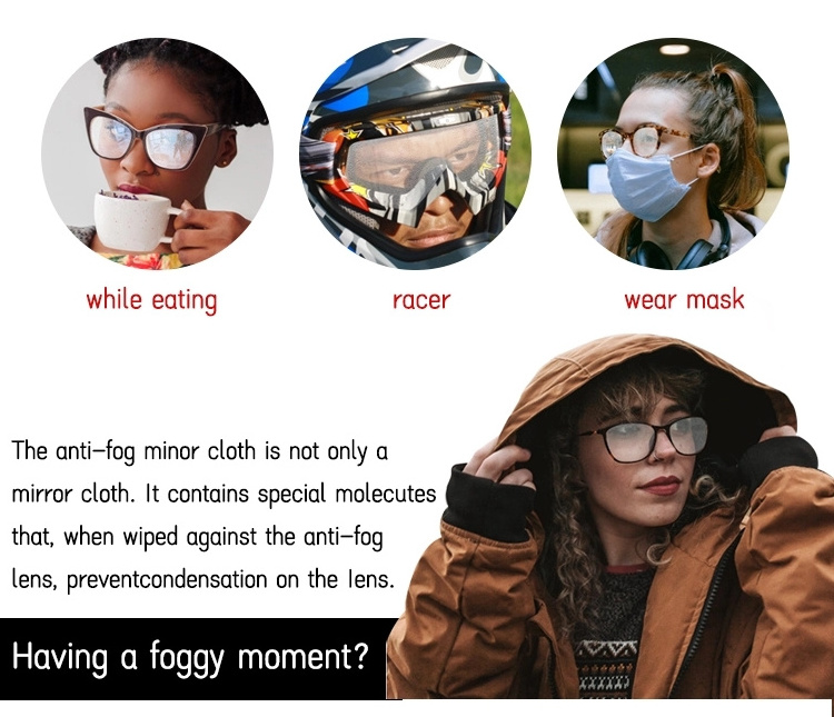 Custom Logo glasses Anti Nevoeiro culos cloth Anti-fog Spray Eyeglasses Cloth Lens Microfiber Cleaning Cloth for Glasses