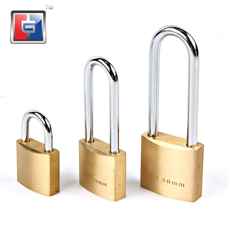 High security long neck strong hook brass padlock 32mm anti hammer u shaped brass lock padlock for lockers