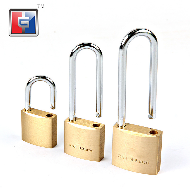 High security long neck strong hook brass padlock 32mm anti hammer u shaped brass lock padlock for lockers