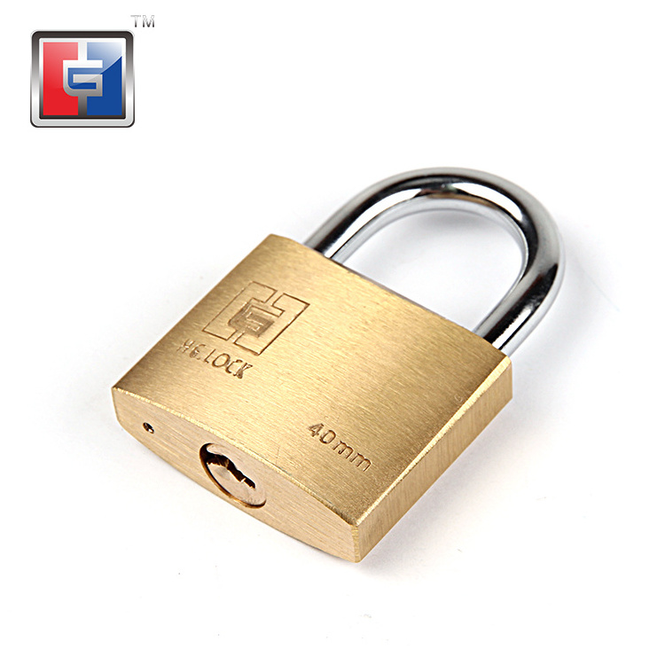 10 mm diameter shackle brass pad lock high quality anti hammer anti-theft u shaped solid brass padlock