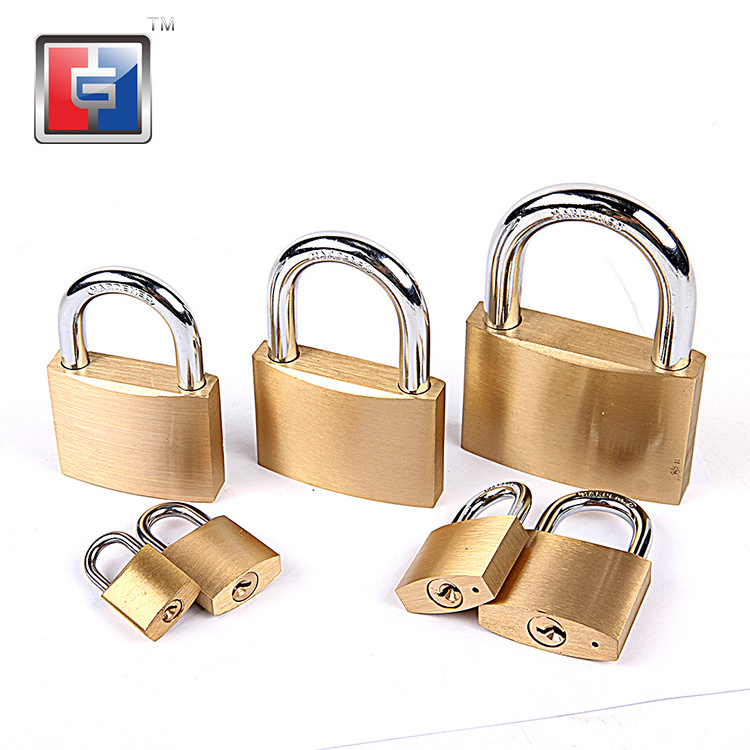 10 mm diameter shackle brass pad lock high quality anti hammer anti-theft u shaped solid brass padlock