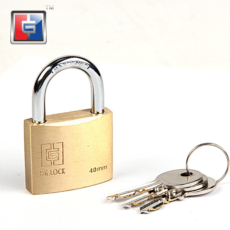 10 mm diameter shackle brass pad lock high quality anti hammer anti-theft u shaped solid brass padlock