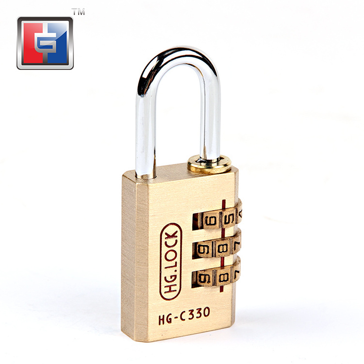 3 codes  exterior changeable 3 three wheel digits reset brass padlock combination pad lock