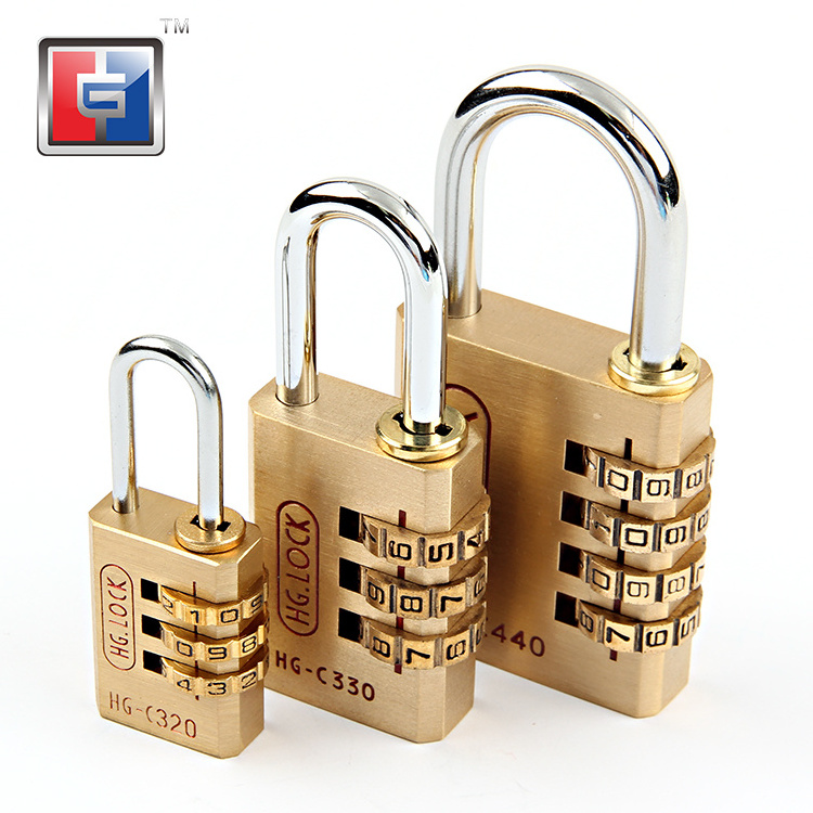 3 codes  exterior changeable 3 three wheel digits reset brass padlock combination pad lock