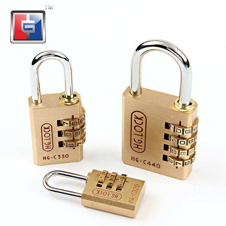 3 codes  exterior changeable 3 three wheel digits reset brass padlock combination pad lock