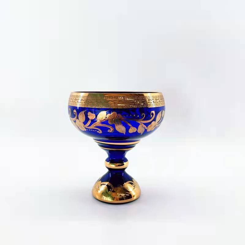 Turkish Classic Lead Free Glass Bowls with Hand Drawing Real Gold And Decal Candy Bowls