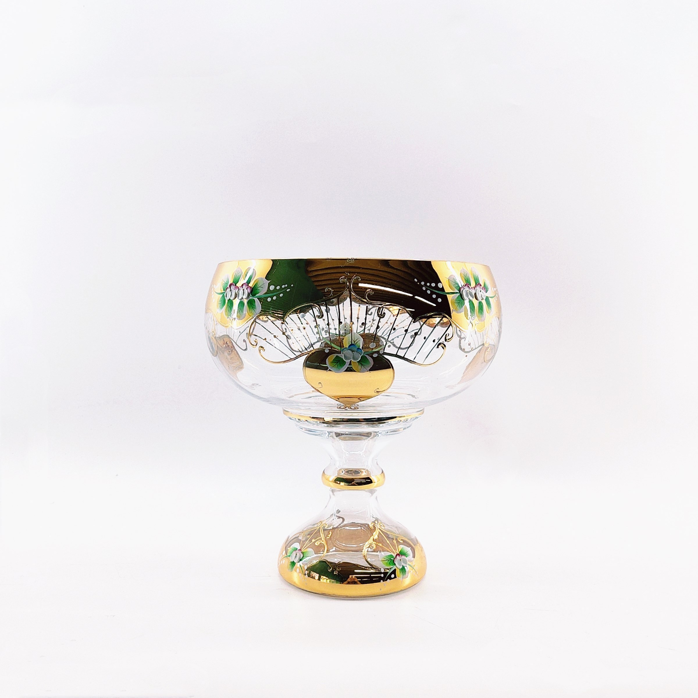 Turkish Classic Lead Free Glass Bowls with Hand Drawing Real Gold And Decal Candy Bowls