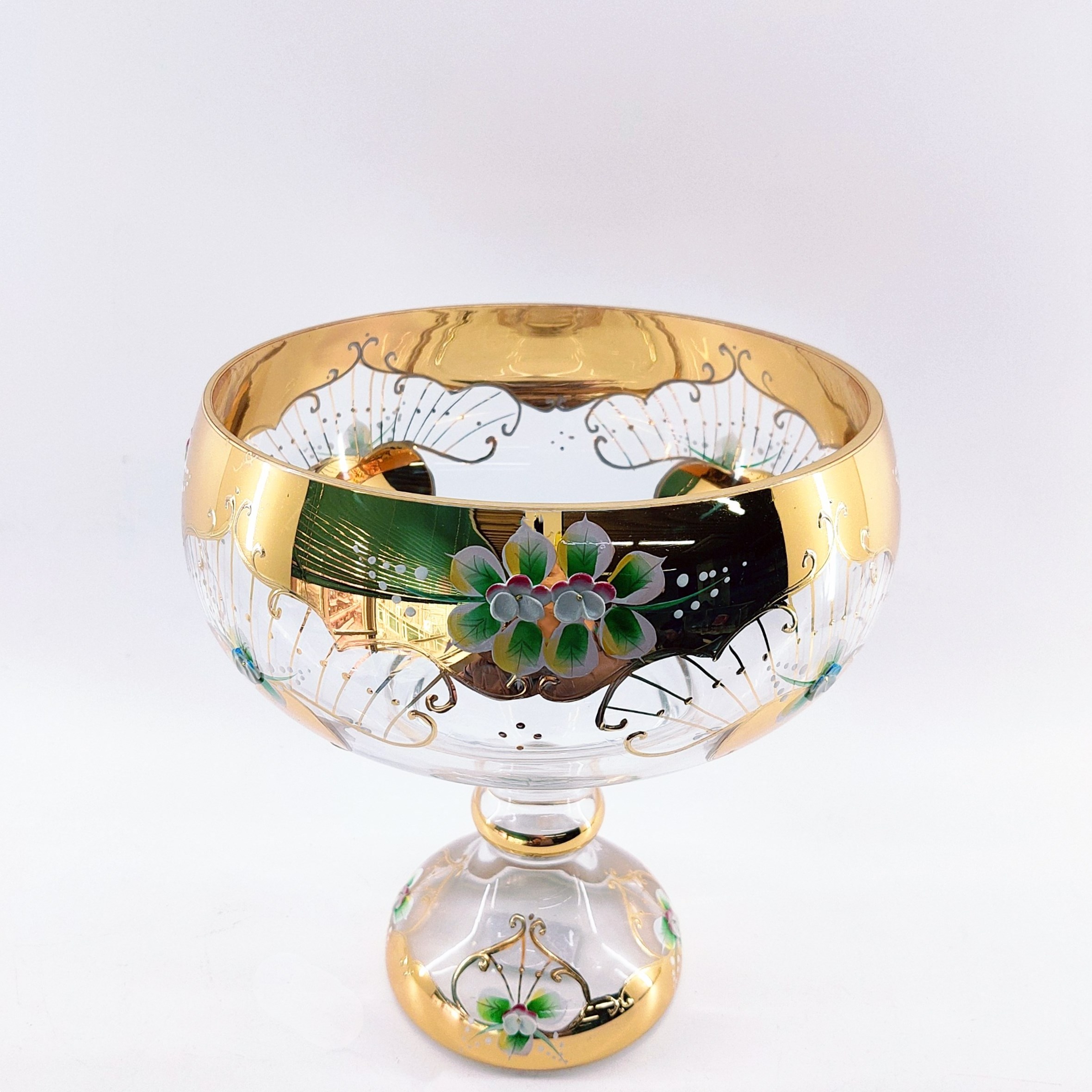 Turkish Classic Lead Free Glass Bowls with Hand Drawing Real Gold And Decal Candy Bowls